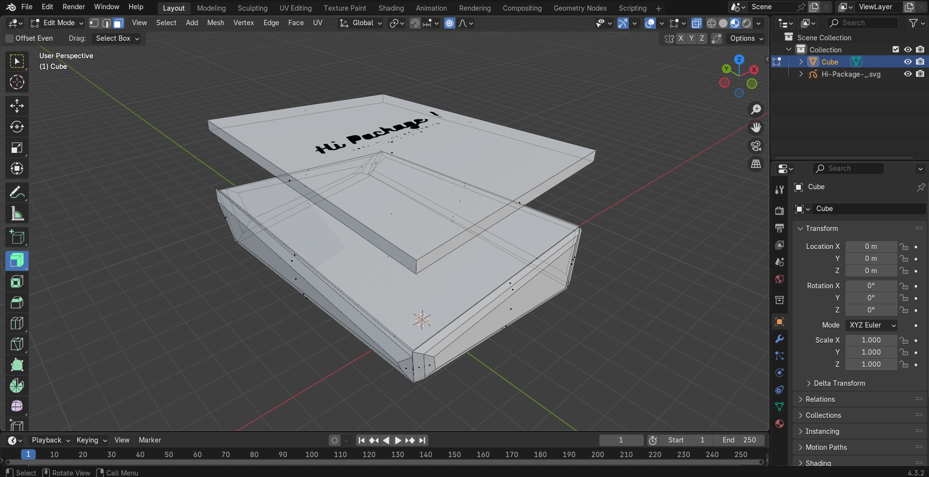Premiers essais de packaging